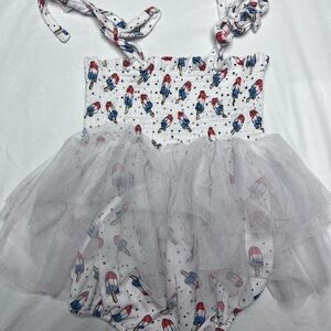 Popsicle Print Baby Romper with Tulle Skirt